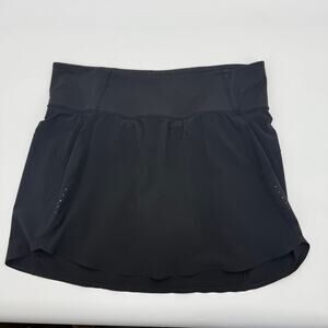 ATHLETA Run With It 16 Inch Skort Size 1X Black Athletic Skirt Short Gripper Hem